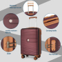 Travelhouse 3-Piece Hardside Spinner Carry on Luggage Set with TSA Lock and Travel Bag, Wine Red