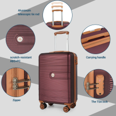 Travelhouse 3-Piece Hardside Spinner Carry on Luggage Set with TSA Lock and Travel Bag, Wine Red