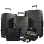 Luggage Sets 3 Piece with Spinner Wheel, Hardside TSA Suitcase Set with Travel Duffle Bag and 4 Packing Cube, Lightweight Travel Luggage for Men and Women, Black