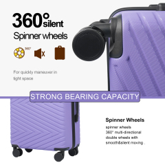 luggage 4-piece ABS lightweight suitcase with rotating wheels, 24 inch and 28 inch with TSA lock, (16/20/24/28) Light Purple