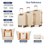 5-Piece Luggage Set, Hard Shell Suitcases with Spinner Wheels,TSA Lock,Travel Tote Bag & Cosmetic Pouch, Creamy White