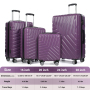 NiceTravel 4-Piece Hardside Luggage Set,Lightweight suitcase with TSA Locks & Double Spinner Wheels, Purple