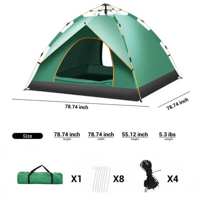 Forest Myth 2-4 Person Instant Camping Tent, Easy Automatic Pop up Tents for Camping/Outdoor/Beach/Hiking/Traveling,Green