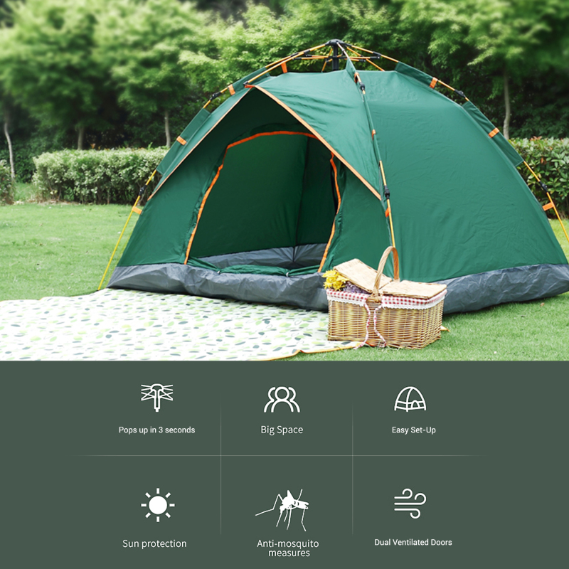 Forest Myth 2-4 Person Instant Camping Tent, Easy Automatic Pop up Tents for Camping/Outdoor/Beach/Hiking/Traveling,Green