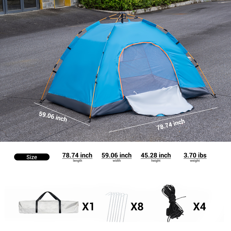  Forest Myth 2 Person Instant Camping Tent, Auto Setup Pop Up Tent for Camping/Hiking/Travel, Blue