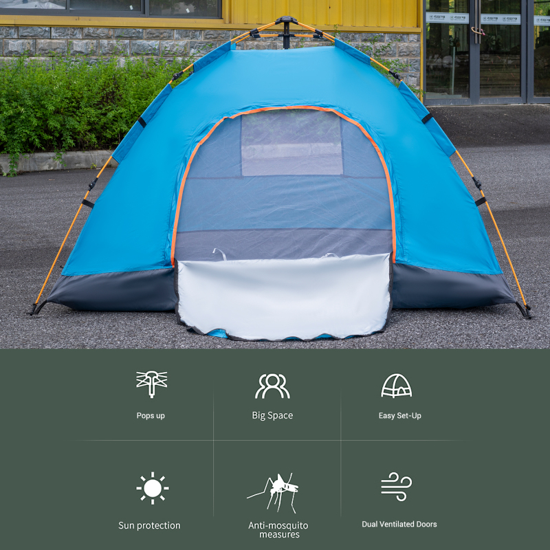 Forest Myth 2 Person Instant Camping Tent, Auto Setup Pop Up Tent for Camping/Hiking/Travel, Blue