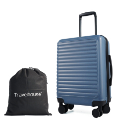 Travelhouse 20" Underseat Hard-Sided Carry-On Luggage, Spinner Wheels, ABS,Blue