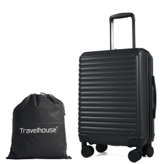 Travelhouse 20" Underseat Hard-Sided Carry-On Luggage, Spinner Wheels, ABS,Black