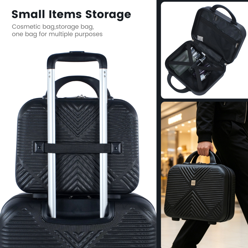 Tripcomp 11 Piece Hardshell Luggage Set, 20/24/28 Inch Carry On Spinner Suitcase with Packing Cubes Toiletry Bag, Lightweight Durable Travel Suitcase Smooth Rolling Wheels,Black