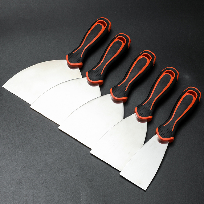 2" 3" 4" 5" 6" Rubber Handle Stainless Steel Metal Spatula Set Flexible Putty Knife Spatula Knives