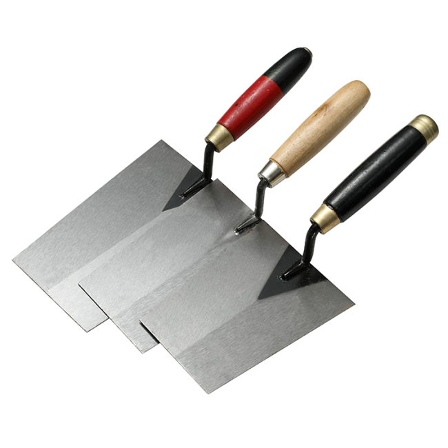 Narrow Bucket Stainless Steel Brick Trowel Rubber Handle Square Tip Bricklaying Trowel