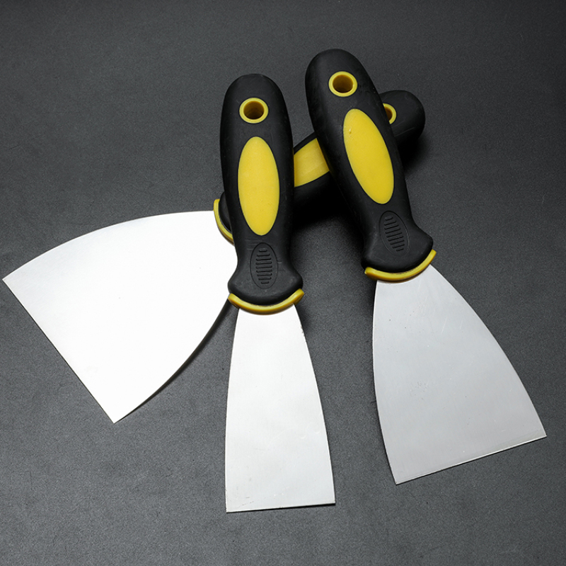 Mirror Surface Polished Stainless Steel Paint Scraper Rubber Handle Putty Knife
