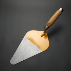 Wooden Handle Round High Carbon Hardened Tempered Steel Masonry Bricklaying Trowel With Cap End