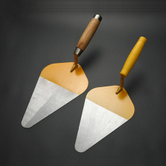 Wooden Handle Round High Carbon Hardened Tempered Steel Masonry Bricklaying Trowel With Cap End