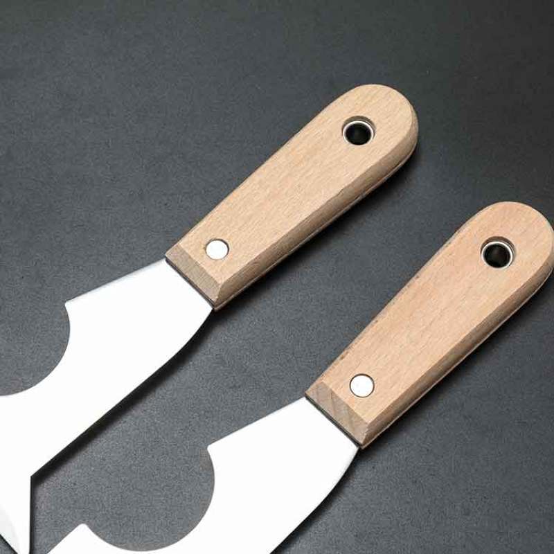 Manche en bois Grattoir à peinture en acier inoxydable Couteau à rubaner Couteau à mastic multifonctionnel Grattoir