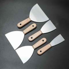 Wooden Handle 3 Inch Carbon Steel Soft Grip Heavy Duty Bent Putty Knife Scraper