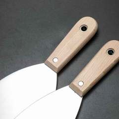 Wooden Handle 3 Inch Carbon Steel Soft Grip Heavy Duty Bent Putty Knife Scraper