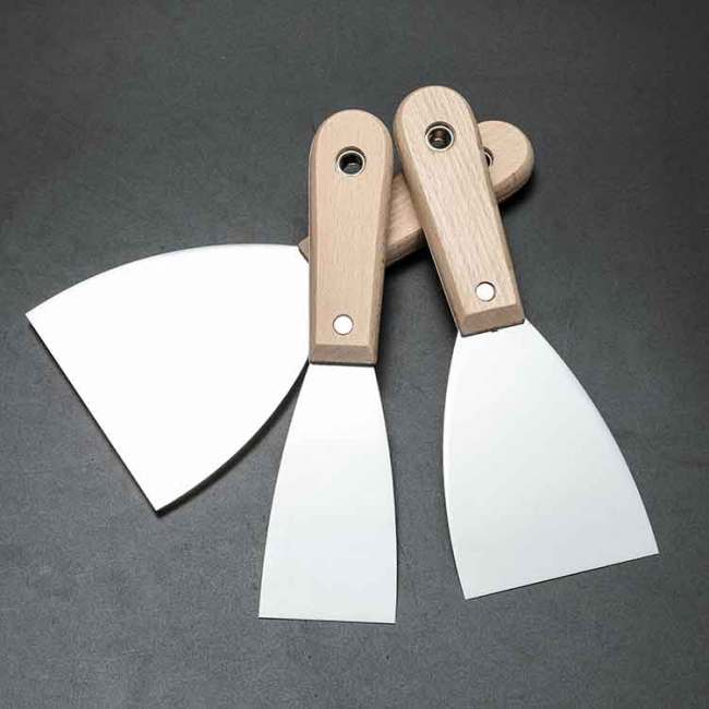 Wooden Handle 3 Inch Carbon Steel Soft Grip Heavy Duty Bent Putty Knife Scraper