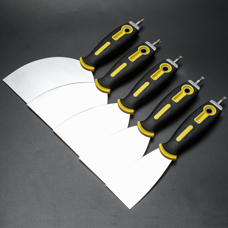 Mirror Surface Polished 420 Stainless Steel Flexible Blade Non-slip Handle Putty Knife with Screwdriver End