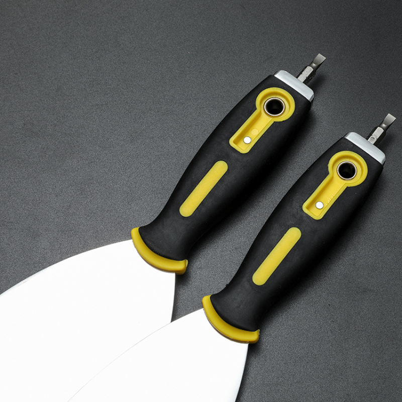 Mirror Surface Polished 420 Stainless Steel Flexible Blade Non-slip Handle Putty Knife with Screwdriver End