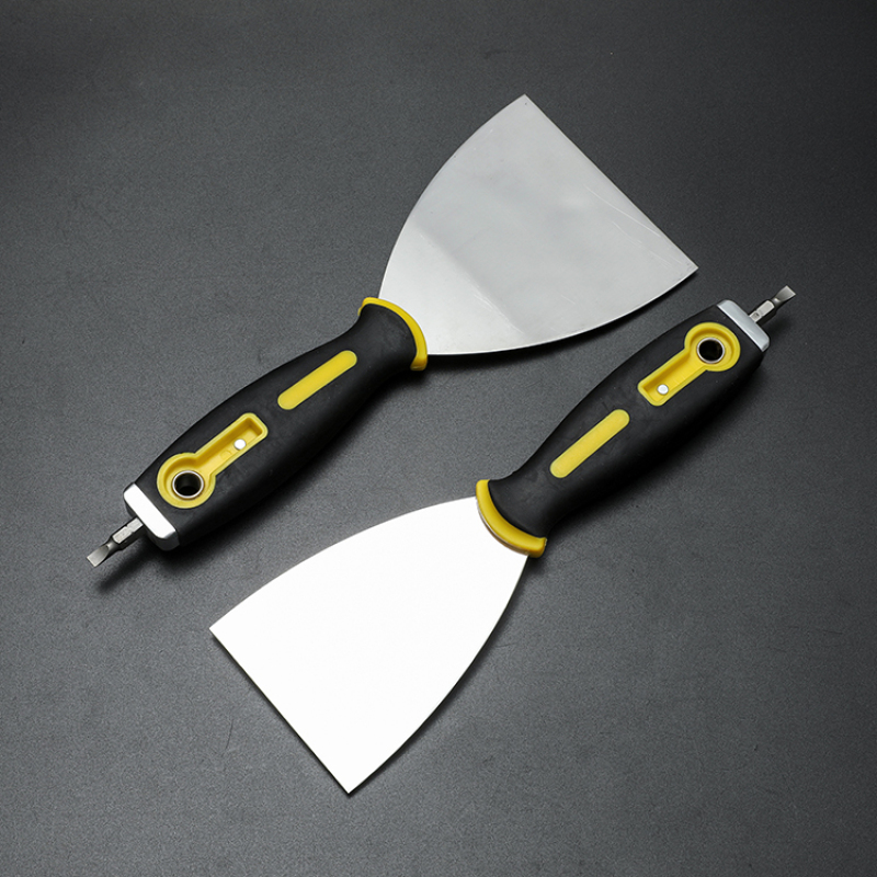 Mirror Surface Polished 420 Stainless Steel Flexible Blade Non-slip Handle Putty Knife with Screwdriver End