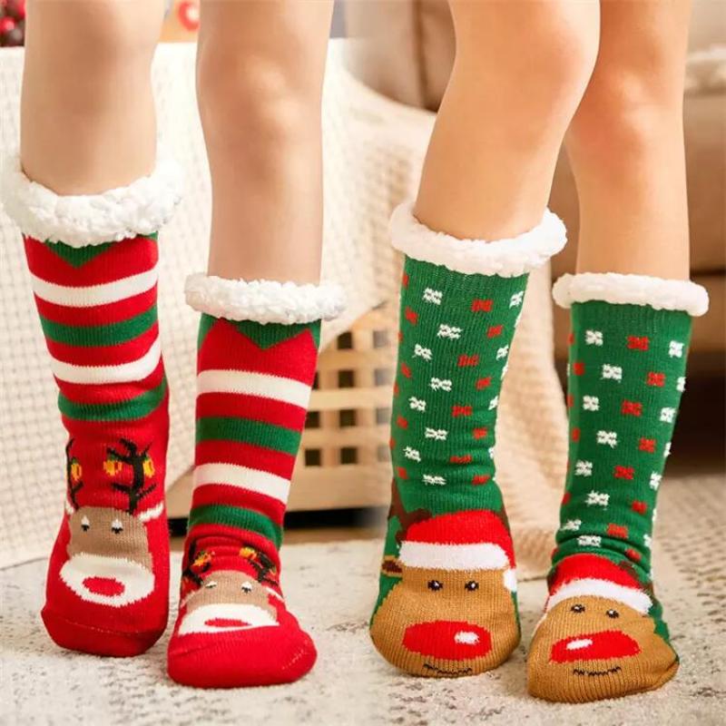 Christmas and New Year warm plush comfortable cotton socks Soft floor socks Warm wool anti-skid thick winter household socks