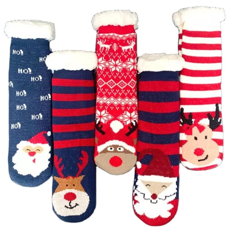 Christmas and New Year warm plush comfortable cotton socks Soft floor socks Warm wool anti-skid thick winter household socks