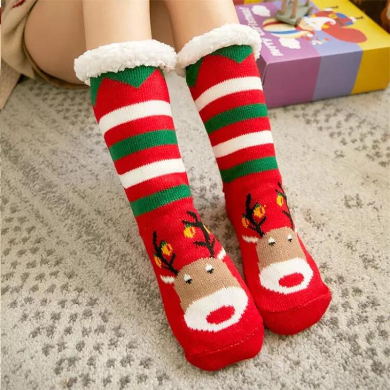 Christmas and New Year warm plush comfortable cotton socks Soft floor socks Warm wool anti-skid thick winter household socks