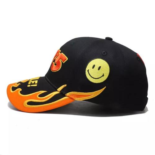 Custom Factory Supplier Cotton Boys' and Women's Baseball Caps Flame Embroidered Running hat truck cap