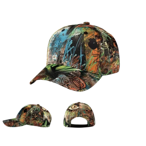 Custom men's and women's abstract graffiti printed baseball cap fashion casual sun visor cap