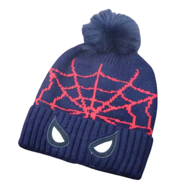 Autumn and winter spider man children's winter hat baby cartoon warm knitted hat embroidery Beanie boy girl