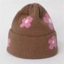Acrylic Soft Winter Hat Women's Customized Logo Jacquard Flowers Men's and Women's Multicolor Flanging Winter Beanie