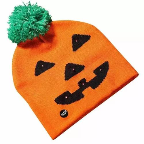 Custom Halloween embroidered pompon acrylic cuffs Jacquard Knit Winter Hat Beanie urinal cap