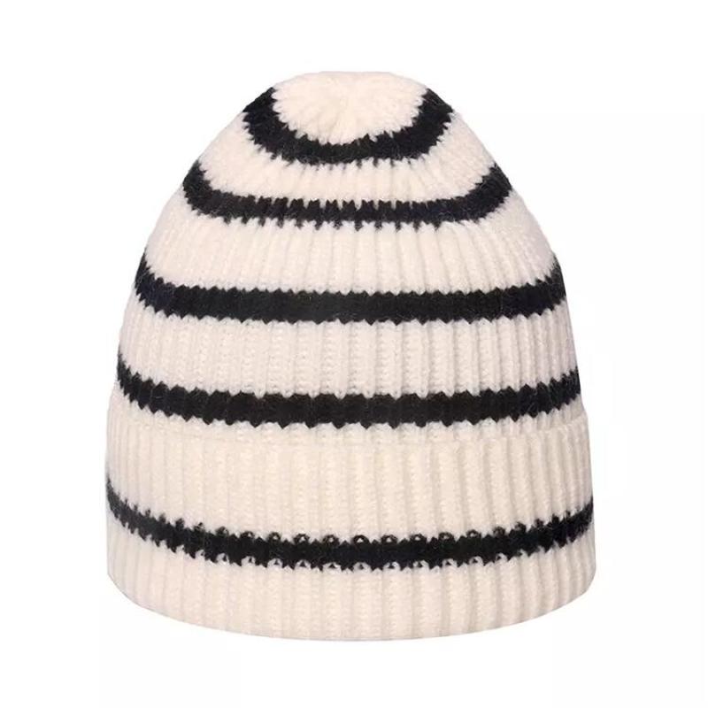 2023 High quality winter new design Acrylic jacquard stripe knitted custom knitted skull beanie for both men and women
