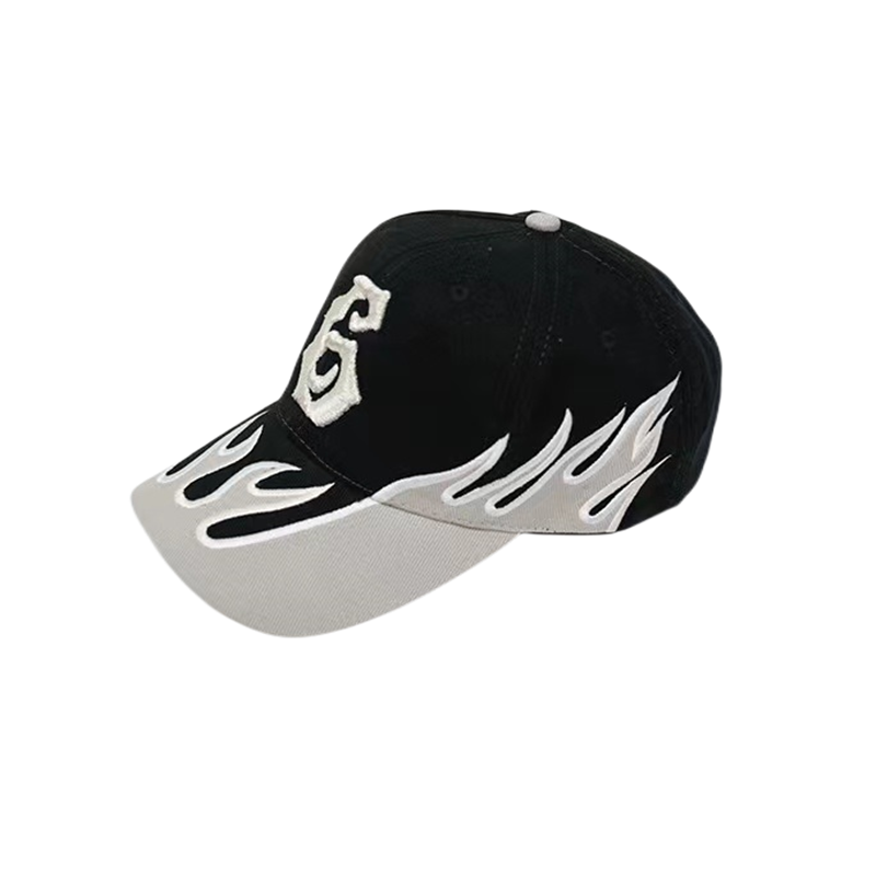 Custom men's and women's embroidered flame baseball cap sun visor high street sun visor