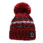 Bicycle ear protection fur ball winter hat thickened pompon wool lining brimless brimless women's music stripe knitted hat