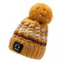 Bicycle ear protection fur ball winter hat thickened pompon wool lining brimless brimless women's music stripe knitted hat