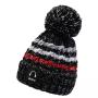 Bicycle ear protection fur ball winter hat thickened pompon wool lining brimless brimless women's music stripe knitted hat