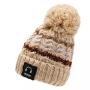 Bicycle ear protection fur ball winter hat thickened pompon wool lining brimless brimless women's music stripe knitted hat
