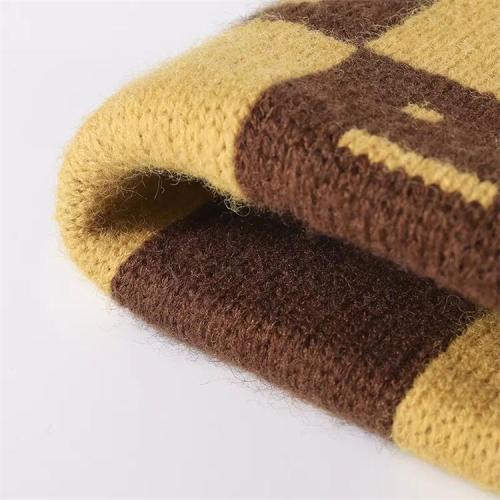 Winter thick knitting hat printed flanging hat Men's and women's Ins robot smiling face double layered beanie urinal cap