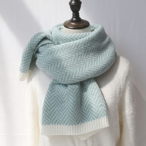 Faux Wool cashmere scarf autumn women winter color contrasting herringbone knit scarf bib color matching warm scarf