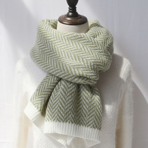 Faux Wool cashmere scarf autumn women winter color contrasting herringbone knit scarf bib color matching warm scarf