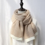 Faux Wool cashmere scarf autumn women winter color contrasting herringbone knit scarf bib color matching warm scarf