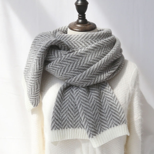 Faux Wool cashmere scarf autumn women winter color contrasting herringbone knit scarf bib color matching warm scarf