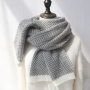 Faux Wool cashmere scarf autumn women winter color contrasting herringbone knit scarf bib color matching warm scarf