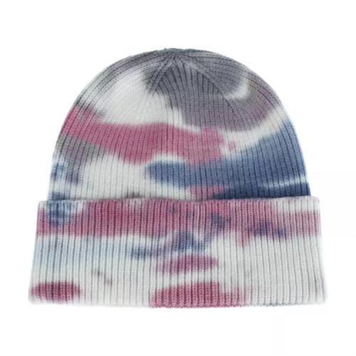 Custom logo fashion color men's and women's tie dyed skull cap winter Knitted Beanie Cap