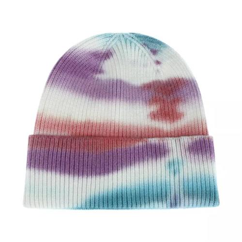 Custom logo fashion color men's and women's tie dyed skull cap winter Knitted Beanie Cap