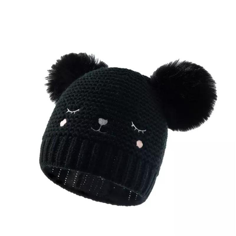 Casual little girl boy baby children winter knitted hat and Hat Baby wool brimless urinal cap with smiling face embroidery