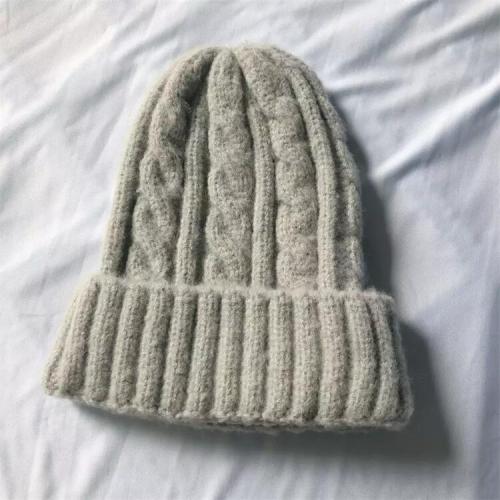 Winter Casual Skullcap Knitted Caps Custom Couple Pure Color Knit Ruffled Hats Folding Warm Beanie Wool Love Winter Hats
