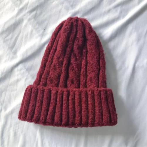 Winter Casual Skullcap Knitted Caps Custom Couple Pure Color Knit Ruffled Hats Folding Warm Beanie Wool Love Winter Hats